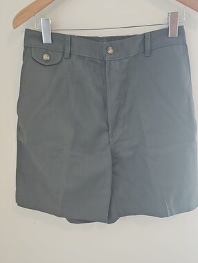 Towncraft Chino Twill Shorts Mens Size 34 Green Vintage Flat Front Cotton Blend